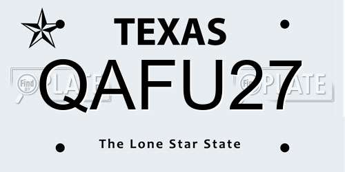 QAFU27 Texas License Plate