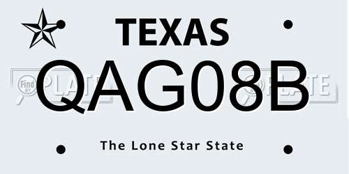 QAG08B Texas License Plate