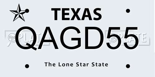 QAGD55 Texas License Plate