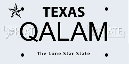 QALAM Texas License Plate