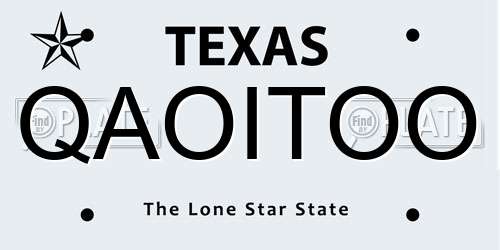 QAOITOO Texas License Plate