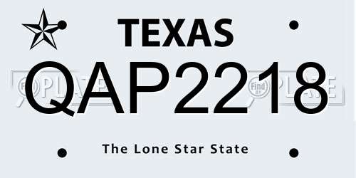 QAP2218 Texas License Plate