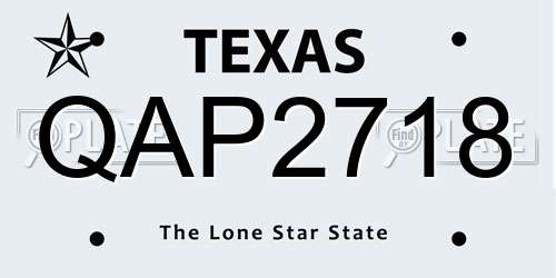 QAP2718 Texas License Plate