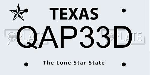 QAP33D Texas License Plate