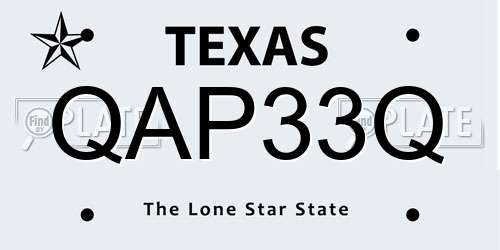 QAP33Q Texas License Plate