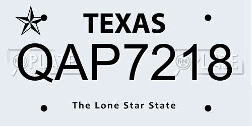 QAP7218 Texas License Plate