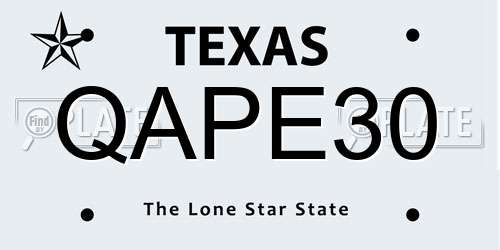 QAPE30 Texas License Plate
