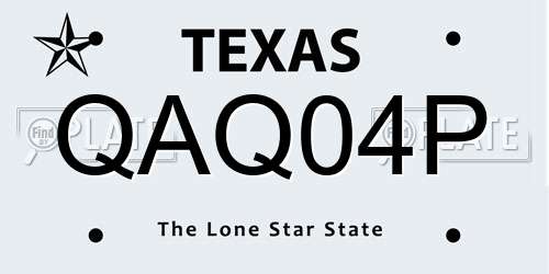 QAQ04P Texas License Plate