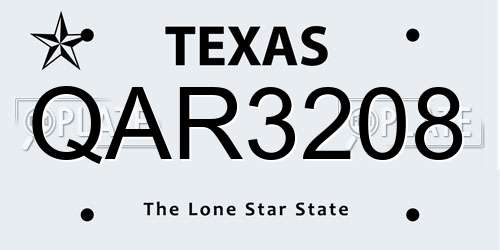 QAR3208 Texas License Plate