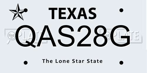 QAS28G Texas License Plate