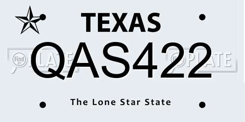 QAS422 Texas License Plate