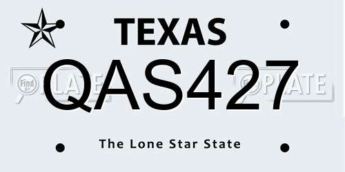 QAS427 Texas License Plate