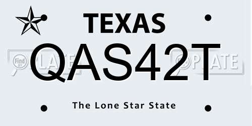 QAS42T Texas License Plate