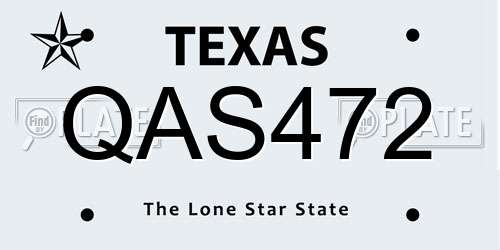 QAS472 Texas License Plate