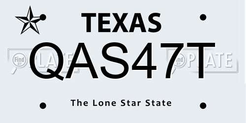 QAS47T Texas License Plate