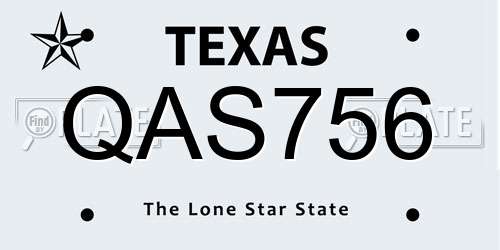 QAS756 Texas License Plate
