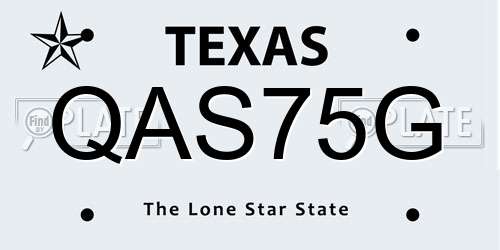 QAS75G Texas License Plate