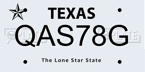 QAS78G Texas License Plate