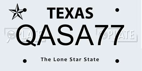 QASA77 Texas License Plate
