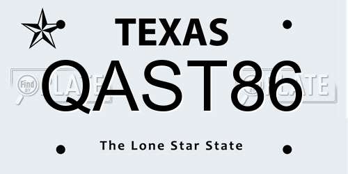 QAST86 Texas License Plate