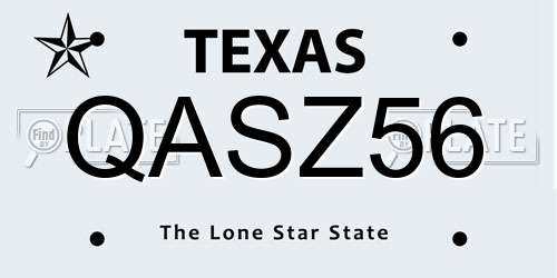 QASZ56 Texas License Plate