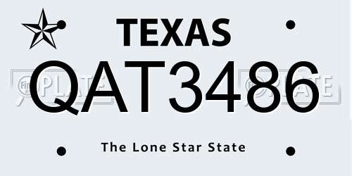 QAT3486 Texas License Plate