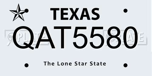 QAT5580 Texas License Plate