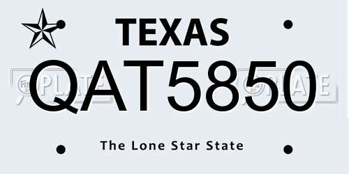 QAT5850 Texas License Plate