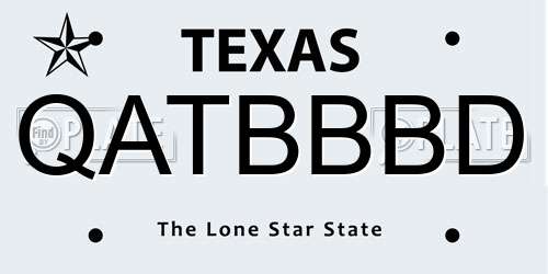 QATBBBD Texas License Plate