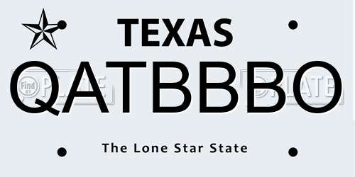 QATBBBO Texas License Plate