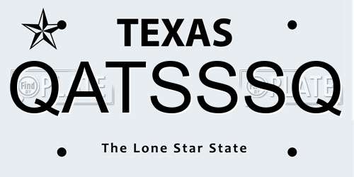 QATSSSQ Texas License Plate