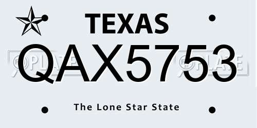 QAX5753 Texas License Plate