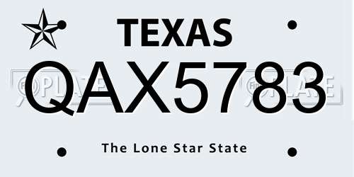 QAX5783 Texas License Plate
