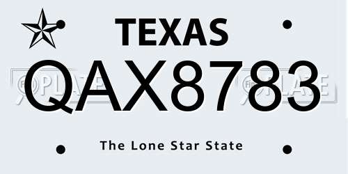 QAX8783 Texas License Plate