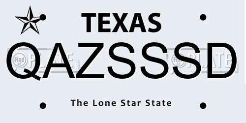 QAZSSSD Texas License Plate