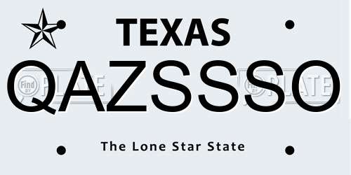 QAZSSSO Texas License Plate