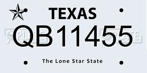 QB11455 Texas License Plate