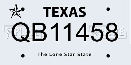 QB11458 Texas License Plate