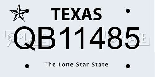 QB11485 Texas License Plate