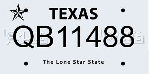QB11488 Texas License Plate