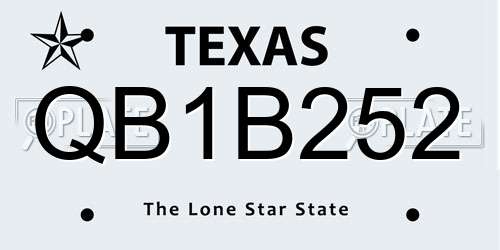 QB1B252 Texas License Plate