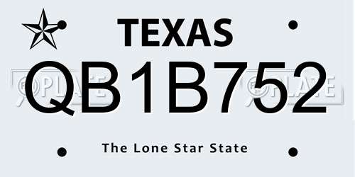 QB1B752 Texas License Plate