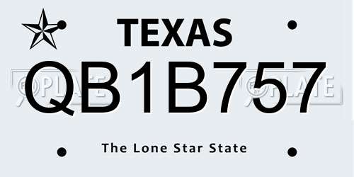 QB1B757 Texas License Plate