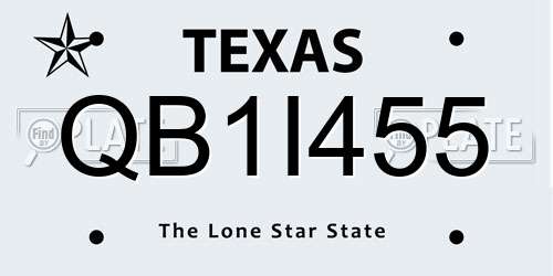 QB1I455 Texas License Plate