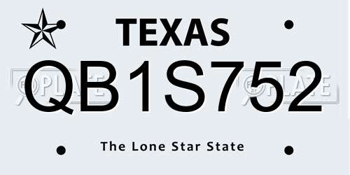 QB1S752 Texas License Plate