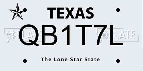 QB1T7L Texas License Plate