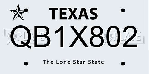 QB1X802 Texas License Plate