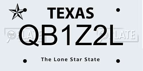 QB1Z2L Texas License Plate