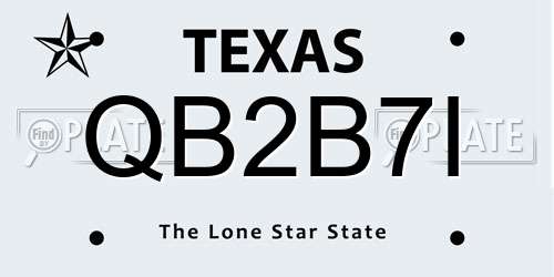 QB2B7I Texas License Plate