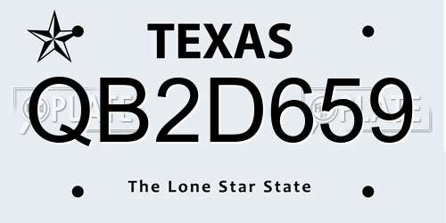 QB2D659 Texas License Plate